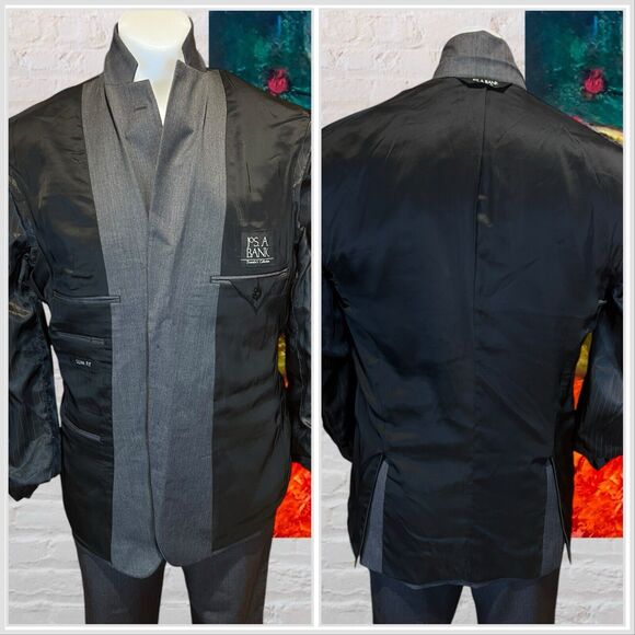 Jos A Bank Travelers Slim 40R 32x27+ Men Gray 2 Piece Suit Jacket Pants Note - Picture 6 of 15